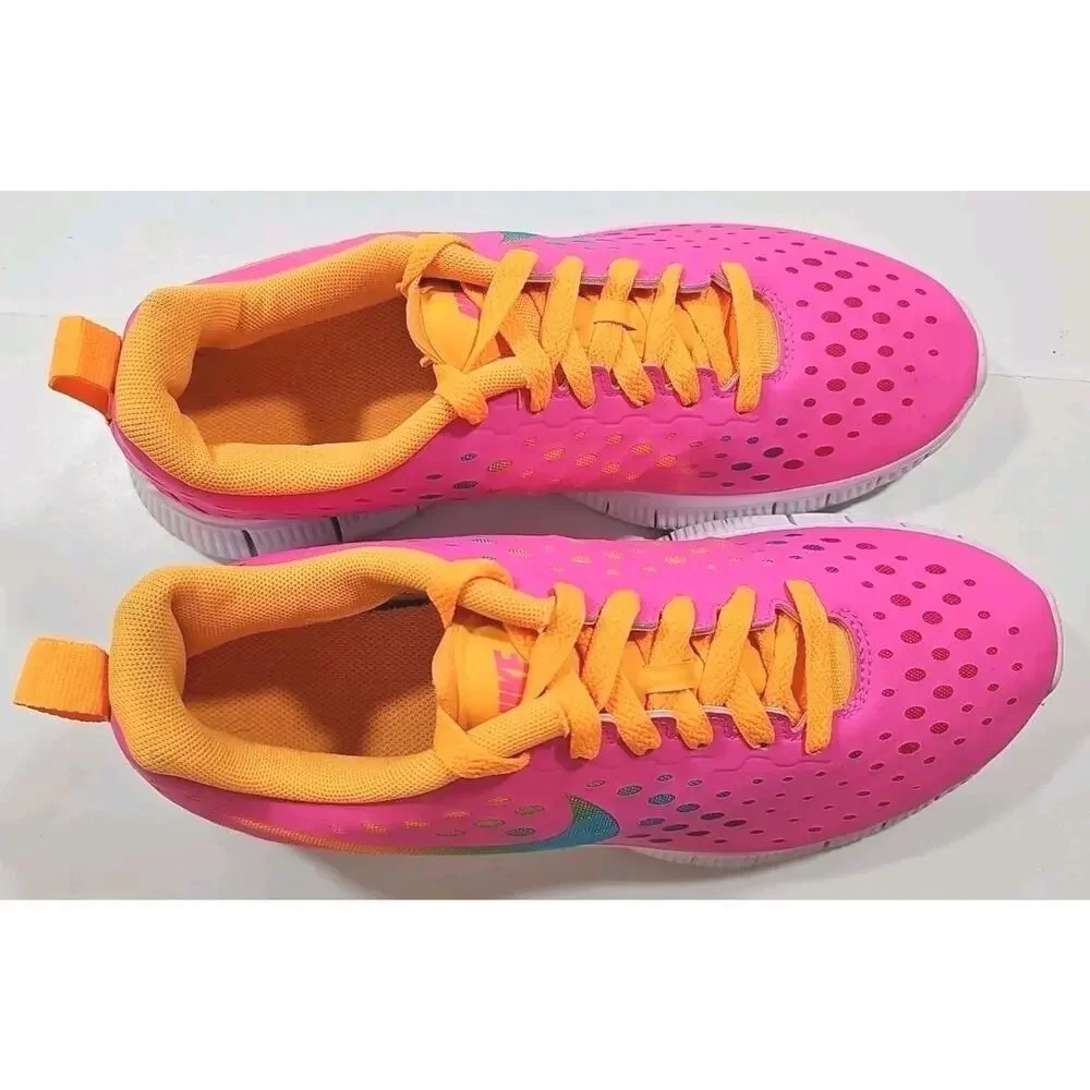 Nike ~Youth 7Y/Woman 8.5~ Pink/Orange Free Express Running Shoes ( 641866-600).